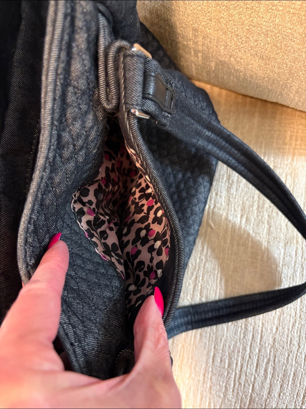 Vera Bradley Black Quilted Shoulder Tote - Picture 8 of 12
